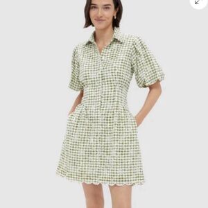 Tuckernuck Checkered Green and White Mini Dress